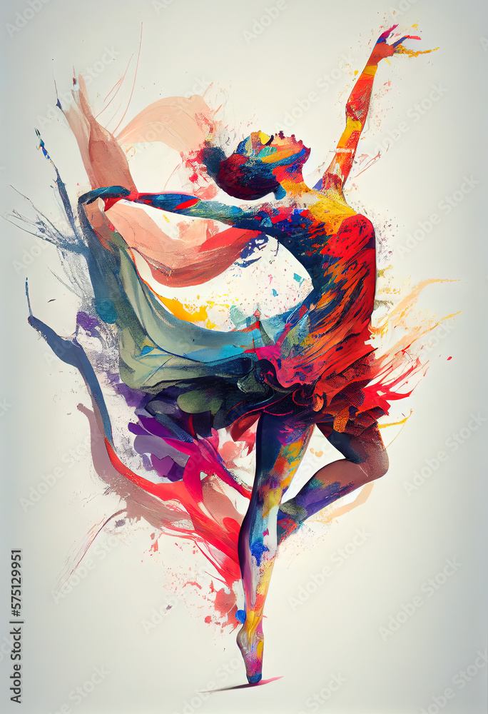 ballerina ballet abstract painting colorfull art generative ai - obrazy, fototapety, plakaty 