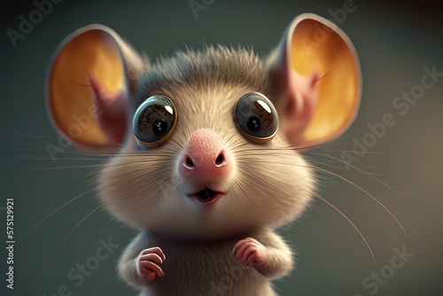beautiful cute little mouse with expressed emotions, generative AI © Roman King