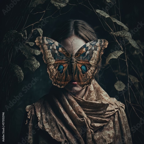 Woman with a butterfly in the face