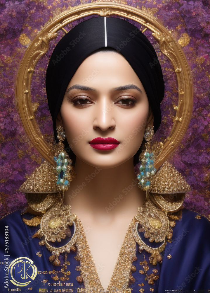 Fototapeta premium ethnic woman in hijab, Generative AI