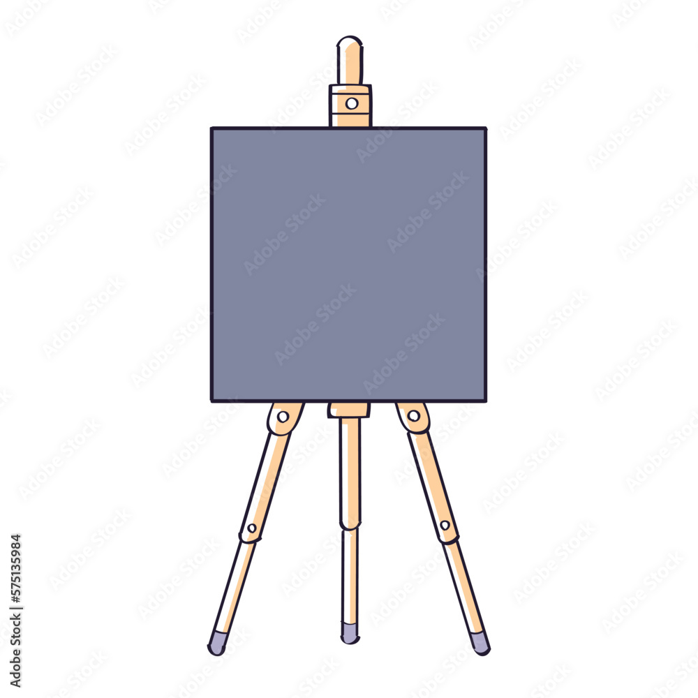 Easel with black blank canvas board or chalkboard isolated vector illustration