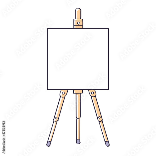 Tripod easel with white blank canvas board isolated vector illustration