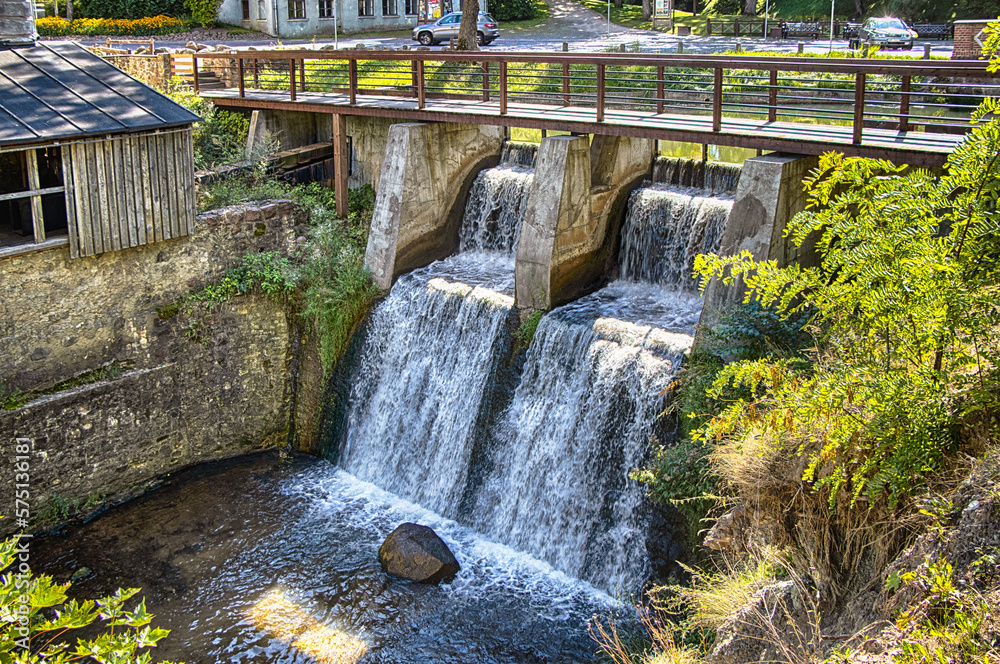 Obraz premium Kuldiga. Waterfall on Alekshupite.