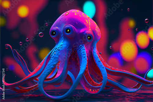 Octopus illustration created with Generative AI technology
