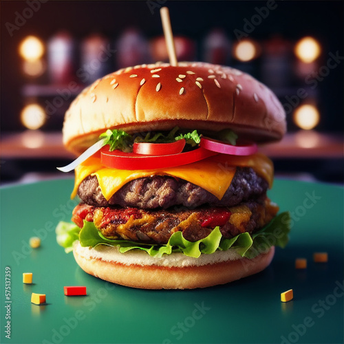 Hamburger illustration created with Generative AI technology