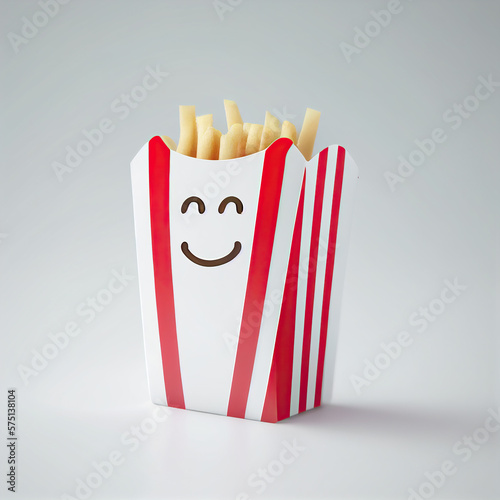 Box of chips on a white background, icon Illustration, created with Generative AI technology