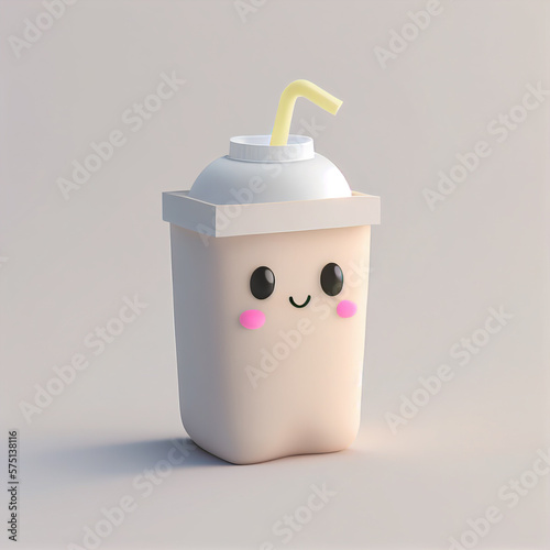 Cute beverage toy on a white background, icon Illustration, created with Generative AI technology