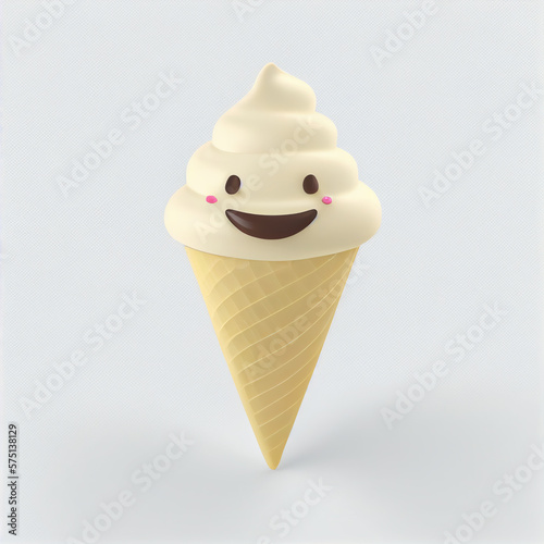 Ice Cream, White Background, icon Illustration, created with Generative AI technology