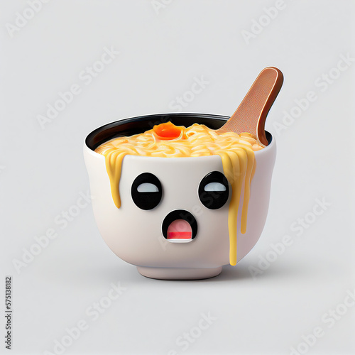 Japan Ramen on White Background, icon Illustration, created with Generative AI technology