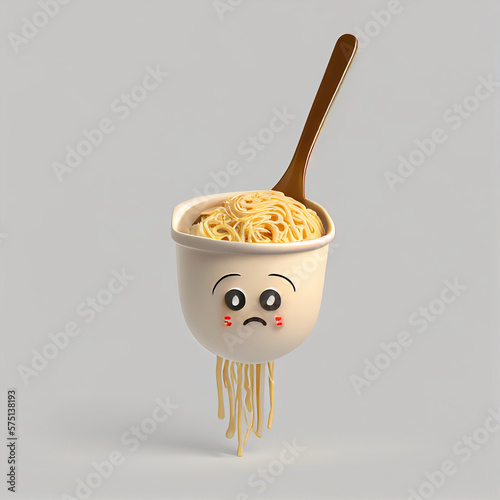 Japan Ramen on White Background, icon Illustration, created with Generative AI technology