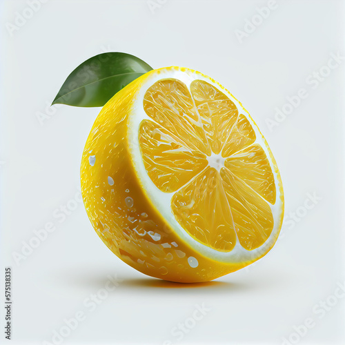 Lemon on a white created with Generative AI technology