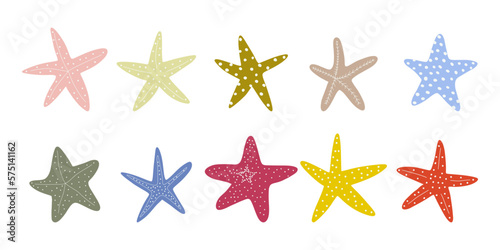 Starfish. Atlantic star. Marine Animal Vector illustration on white background.