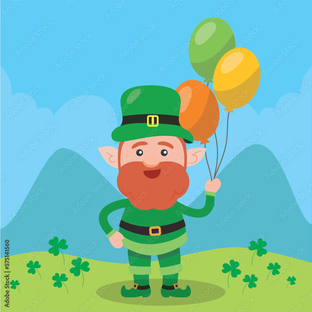 Leprechaun with mug if it's beer. Saint Patrick's Day symbol. Vector illustration.Isolated on white background. Leprechaun with mug if it's beer. Saint Patrick's Day symbol. Vector illustration.Isolated on white background.