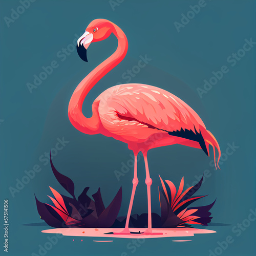 Vector illustration of an flamingo  created with Generative AI technology