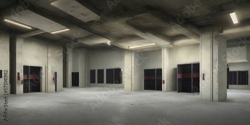 Gloomy and deserted basement with a foreboding atmosphere. AI generated photo