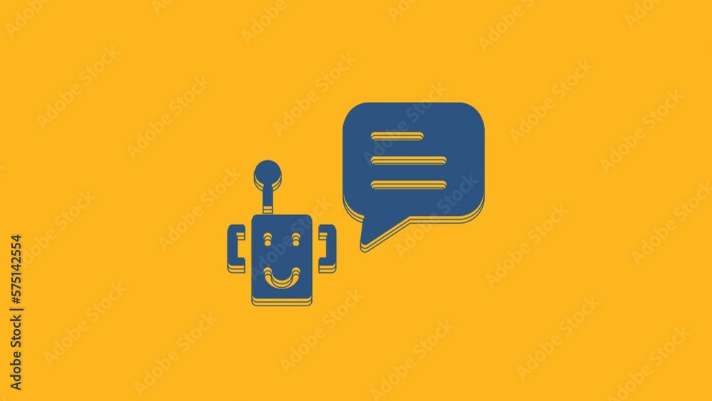 Blue Bot icon isolated on orange background. Robot icon. 4K Video motion graphic animation Blue Bot icon isolated on orange background. Robot icon. 4K Video motion graphic animation