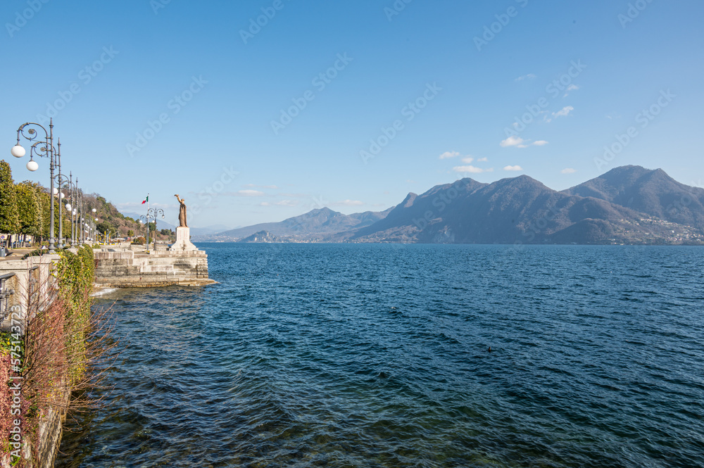 landscape of the lakeside of Intra and the Lake Maggiore