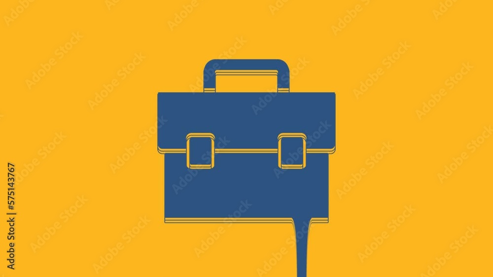 Blue Briefcase icon isolated on orange background. Business case sign. Business portfolio. 4K Video motion graphic animation Blue Briefcase icon isolated on orange background. Business case sign. Business portfolio. 4K Video motion graphic animation