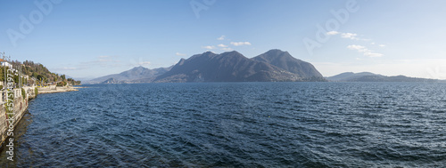 Extra wide angle view of the lakeside of Intra and the Lake Maggiore photo