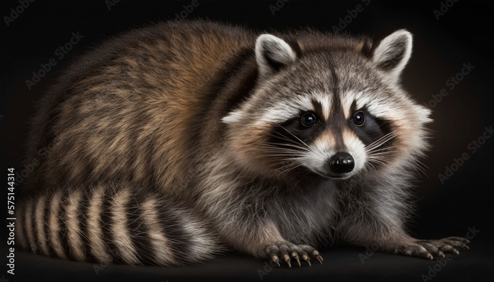 close up of a raccoon, Created with generative AI