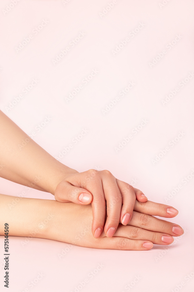 Fototapeta premium japanese manicure on a pink background