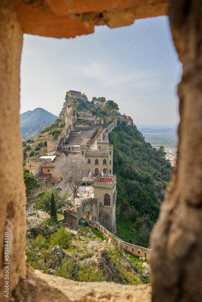 Ancient stone fortress Xativa on the rock