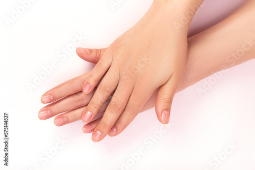 japanese manicure on a pink background © anna