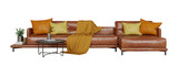Leather sofa in loft style with table