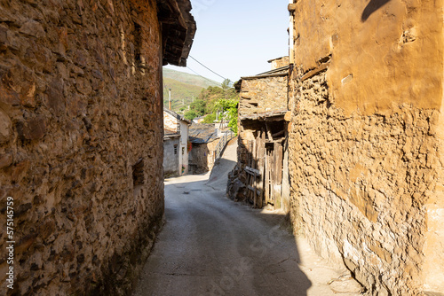 a narrow street in Sobradelo town, Carballeda de Valdeorras, province of Ourense, Galicia, Spain - June 2022 photo