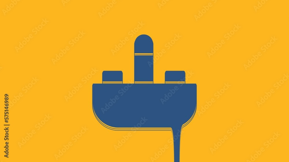 Blue Washbasin with water tap icon isolated on orange background. 4K Video motion graphic animation Blue Washbasin with water tap icon isolated on orange background. 4K Video motion graphic animation