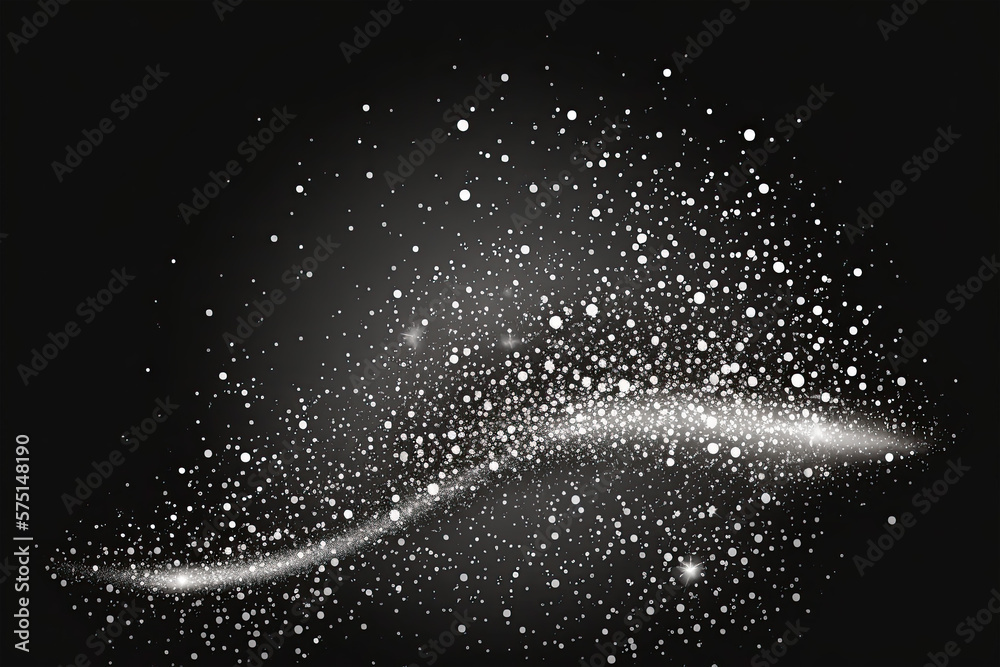 Glittering vector dust on a black background. White sparkling lights. Christmas Holiday glow particle. Magic star effect. Shine background. Festive party design, star, light, snow, christmas, space, Glittering vector dust on a black background. White sparkling lights. Christmas Holiday glow particle. Magic star effect. Shine background. Festive party design, star, light, snow, christmas, space,