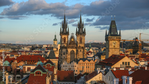 Prague Old Town Square and Church of Mother of God before Tyn in Prague.