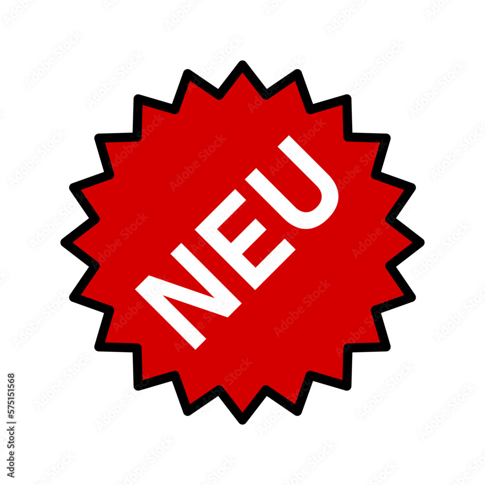 Neu (New in German) Basic New Product or New Feature Sticker or Adhesive Badge Symbol Sign Icon. Vector Image. Neu (New in German) Basic New Product or New Feature Sticker or Adhesive Badge Symbol Sign Icon. Vector Image.