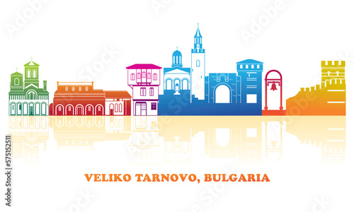 Colourfull Skyline panorama of city of Veliko Tarnovo, Bulgaria - vector illustration
