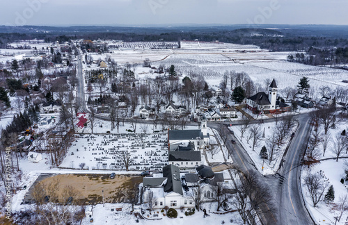 Aerial view of Hollis, New Hampshire in winter  photo