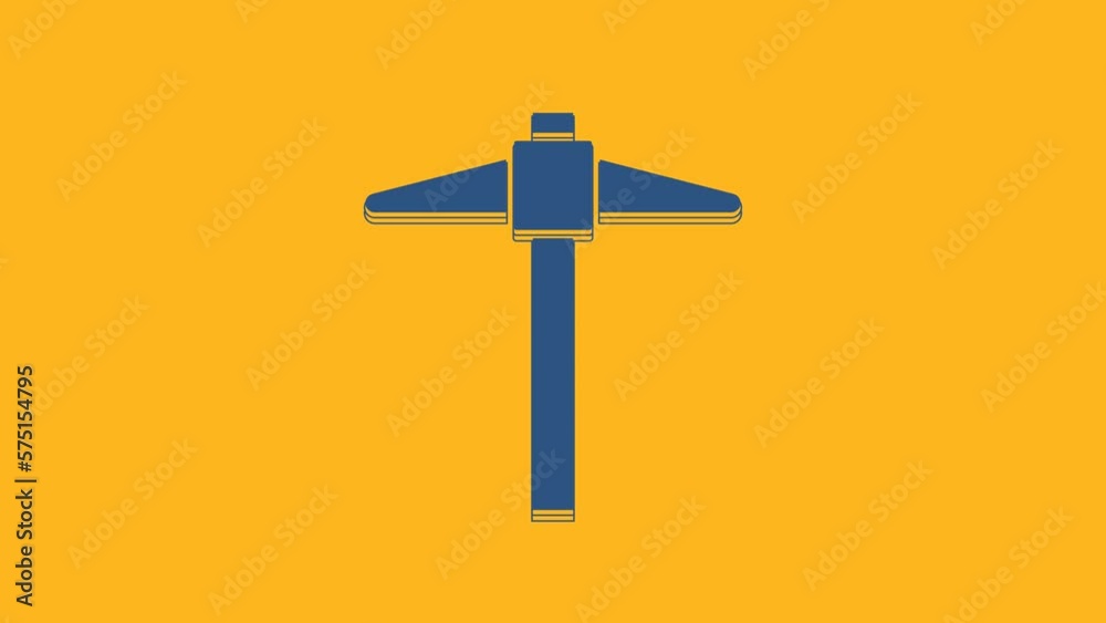 Blue Pickaxe icon isolated on orange background. 4K Video motion graphic animation Blue Pickaxe icon isolated on orange background. 4K Video motion graphic animation