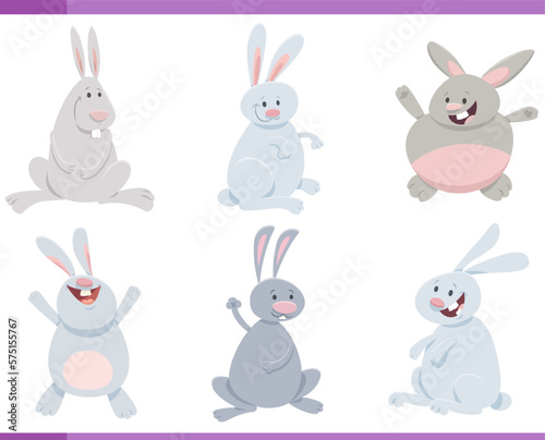 cartoon rabbits or bunnies farm animal characters set