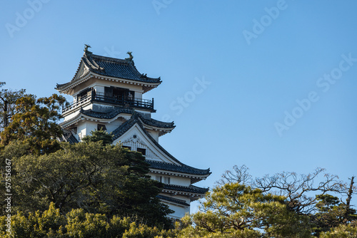 日本 高知県高知市の公園内に建つ高知城の天守閣