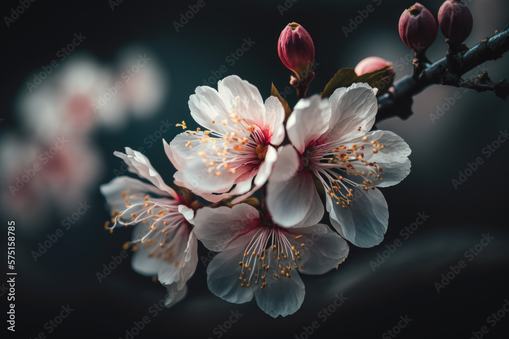 Pink cherry blossom. Generative AI