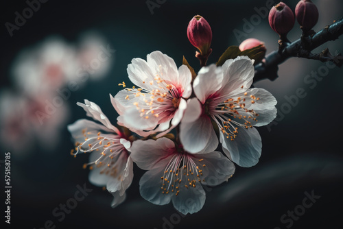 Obraz na płótnie Pink cherry blossom. Generative AI w salonie