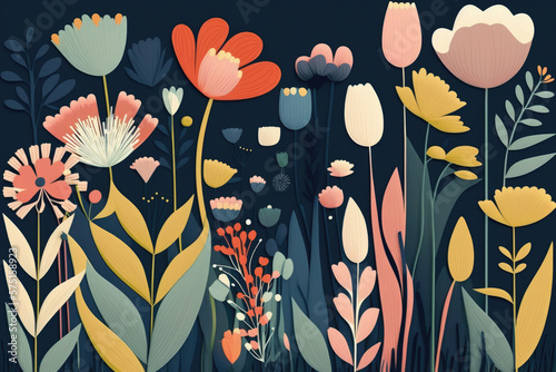 Obraz na płótnie Background with colorful flowers. Generative AI w salonie