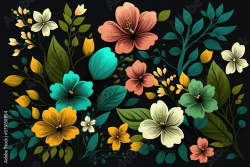 Obraz na płótnie Background with colorful flowers. Generative AI w salonie