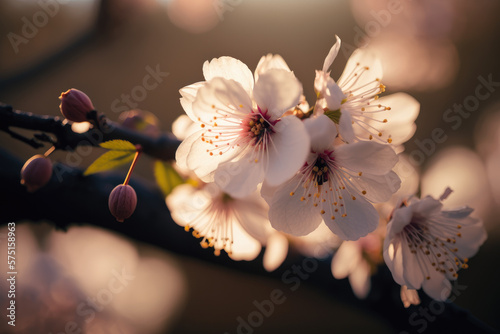Obraz na płótnie Pink cherry blossom. Generative AI w salonie
