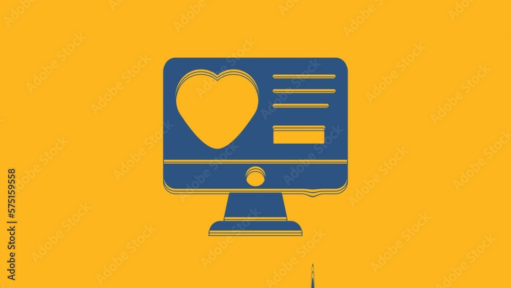 Blue Dating app online computer concept icon isolated on orange background. Female male profile flat design. Couple match for relationship. 4K Video motion graphic animation Blue Dating app online computer concept icon isolated on orange background. Female male profile flat design. Couple match for relationship. 4K Video motion graphic animation