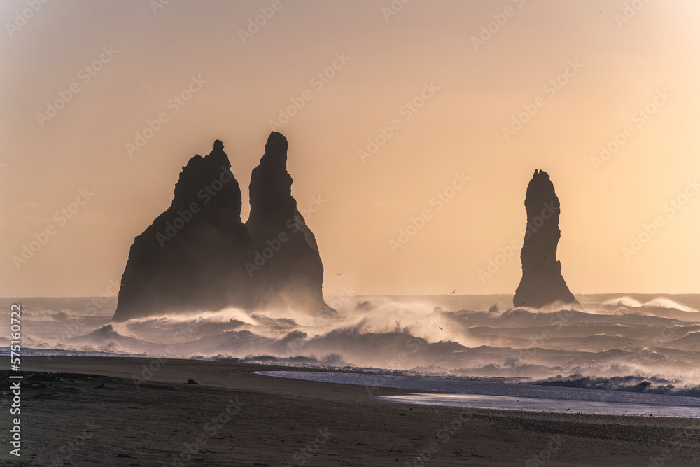 Black beach Iceland with it's beautiful rock formations