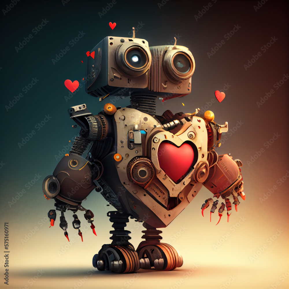 Robot with the heart Generate Ai	