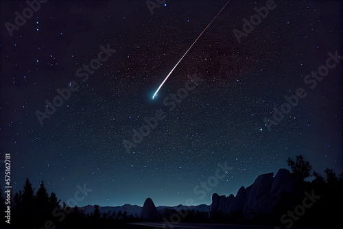 Night sky with meteor and stars