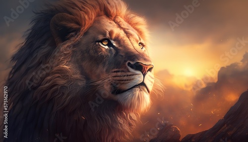 Lion symbolizing majesty and authority photo