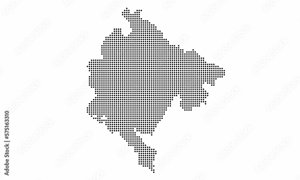 Montenegro dotted map with grunge texture in dot style. Abstract vector illustration of a country map with halftone effect for infographic. 