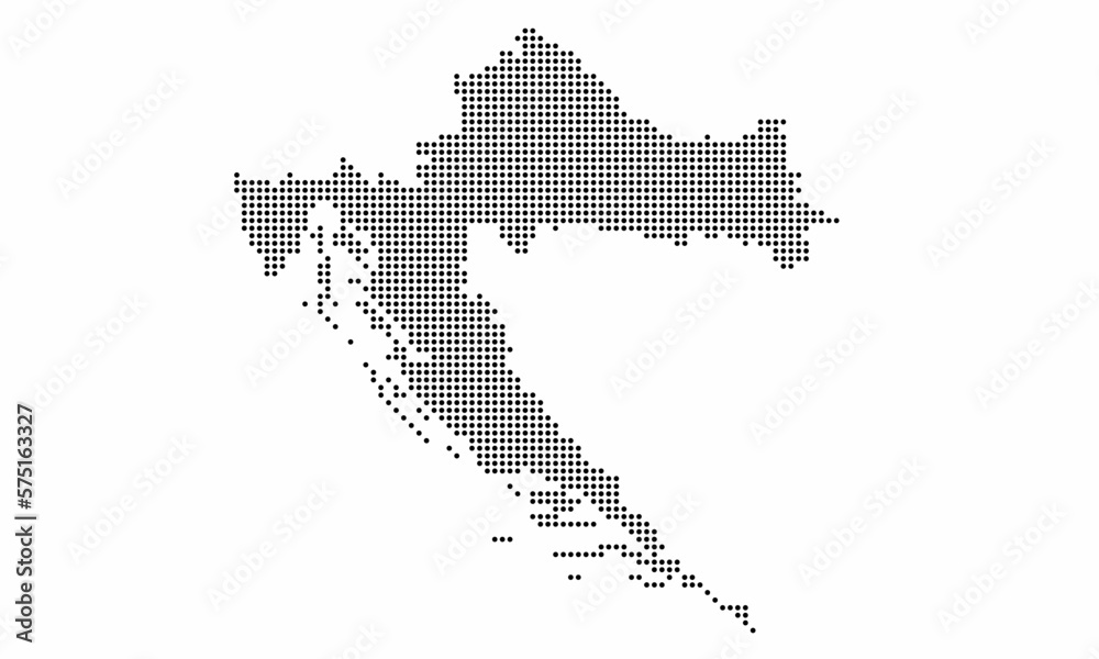 Croatia dotted map with grunge texture in dot style. Abstract vector illustration of a country map with halftone effect for infographic. 